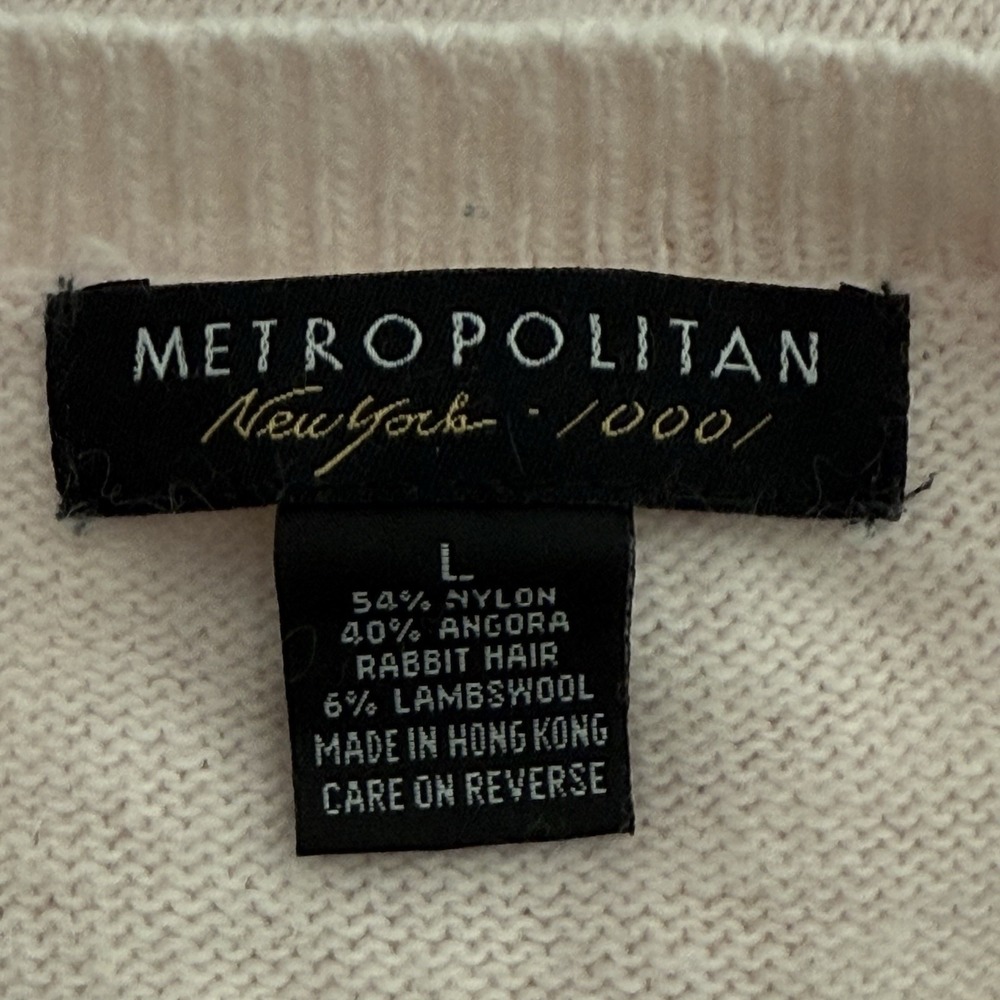 Metropolitan Angora Rabbit Hair Lambs Wool Blend Round Neck Vest Women's Large - Picture 3 of 6